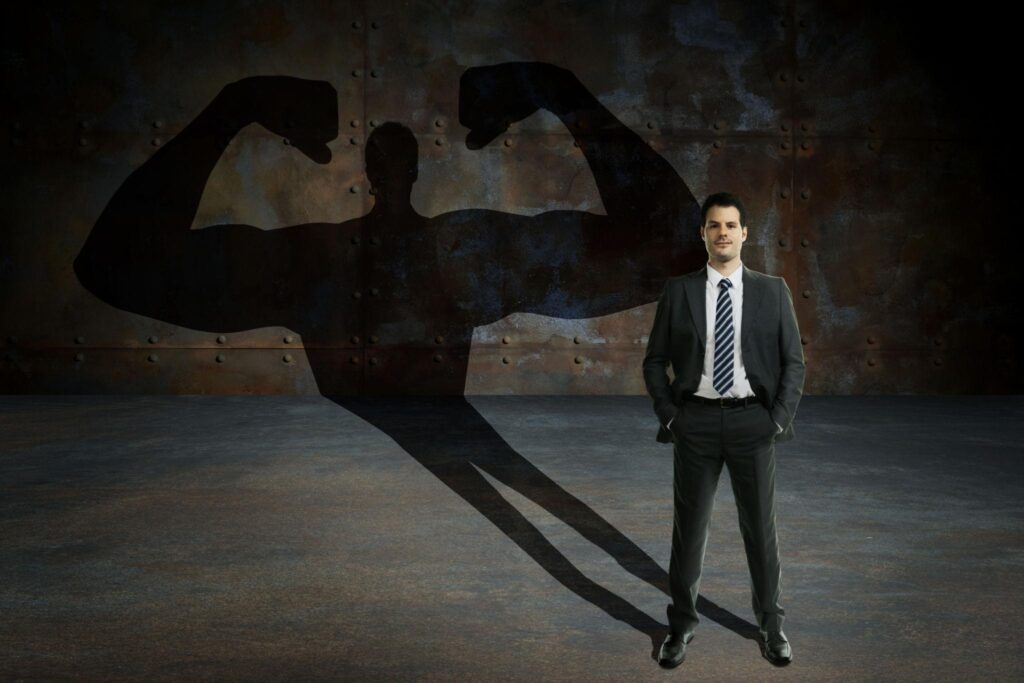 Silent confident man showing powerful personality and self control